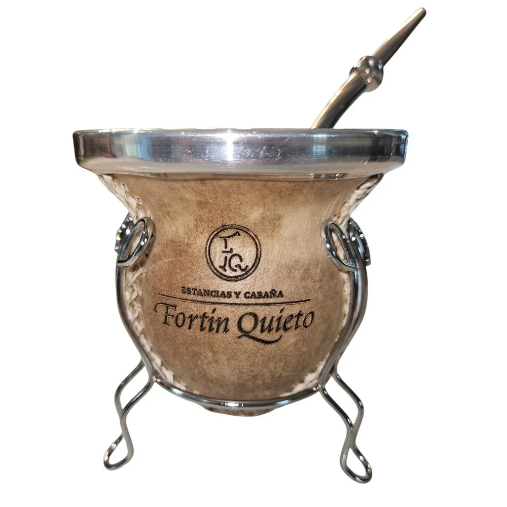 Fortin Quieto Argentine Yerba Mate Gourd Set with Bombilla Straw and Stand